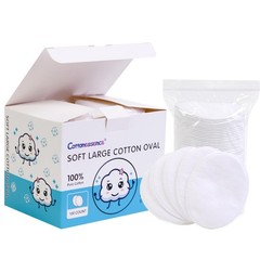 Cottonessence Oval Cotton Pads (100-Count)- 100% Pure 100 Count, White