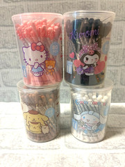 Sanrio Cotton Swab Set Hello Kitty Kuromi Cinnamoroll Pompompurin 4 Cups 320 Ct