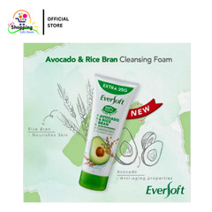 2 Packs Eversoft Avocado & Rice Bran Facial Cleanser 195g New Face Wash.