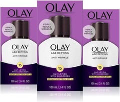 Olay Age Defying Anti Wrinkle Day Face Lotion SPF 15 3.4 fl oz (3 Pack)