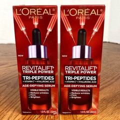 Lot of 2 ~ L&rsquo;Oreal Revitalift Triple Power Age-Defying Serum 1 oz ~ Tri-Peptides