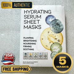 5-Pack Korean Collagen Face Sheet Masks Hydrating Glowing Moisturizing Skin Care