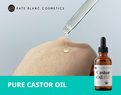 Castor Oil Organic for Hair, Lashes, Face, Skin (2Oz), 100% Pure, Cold Pressed,