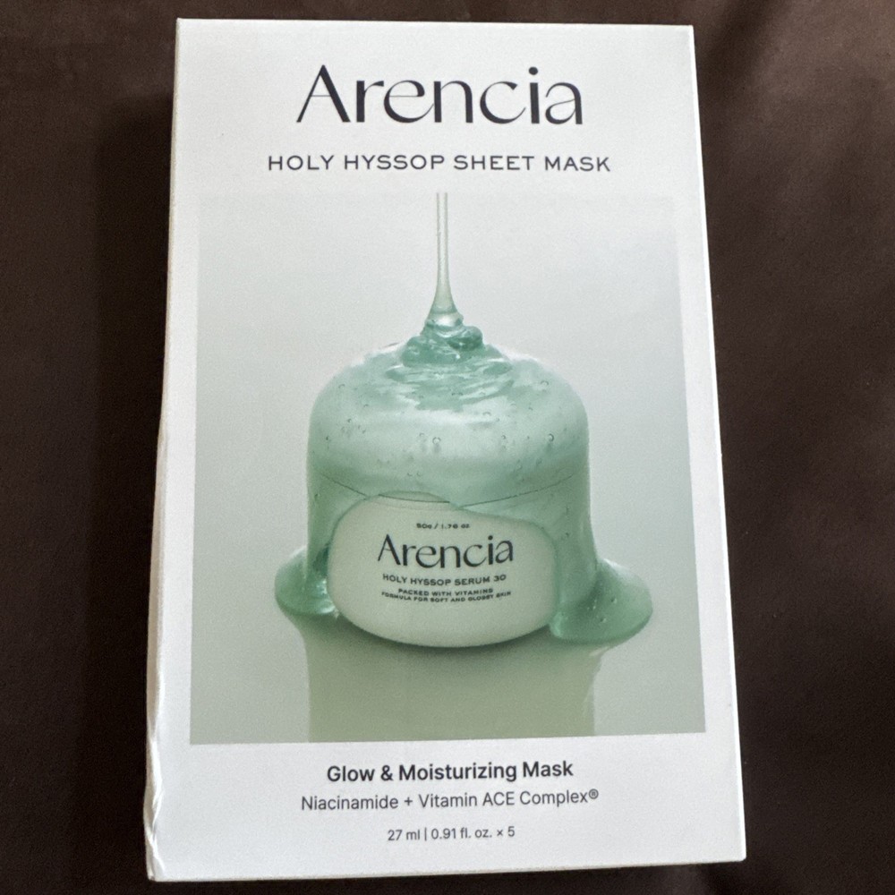 Arencia Holy Hyssop Sheet Mask Niacinamide Vitamin ACE Glow Moisturizing 27ml x5