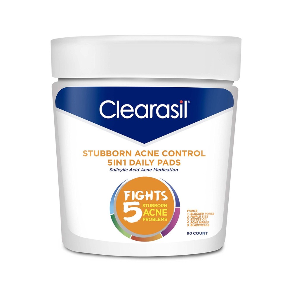 Clearasil Stubborn Acne Control 5in1 Daily Facial Cleansing Pads 90 Count