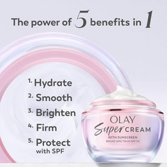 Olay Super Cream with Sunscreen SPF 30, Lightweight Face Moisturizer with Sun Pr