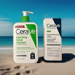 CERAVA HYDRATING FACIAL CLEANSER 16oz & FACIAL MOISTURIZING LOTION PM 89 mL NEW