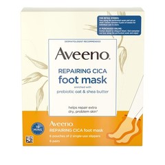 Aveeno Repairing CICA Foot Mask with Prebiotic Oat and Shea Butter, Moisturizing