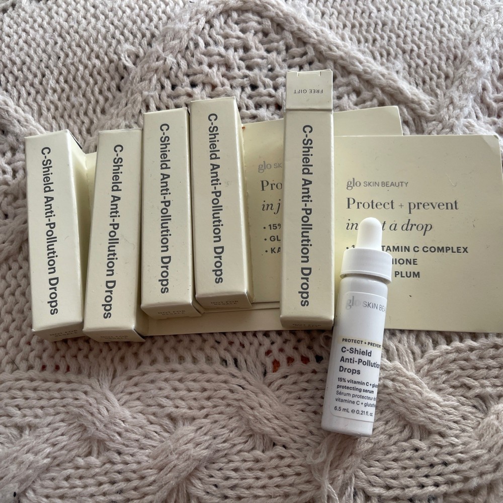 Lot Of 5 Glo Skin Beauty C-Shield Anti Pollution Drops 6.5 mL / 0.21 oz X 5!!!!
