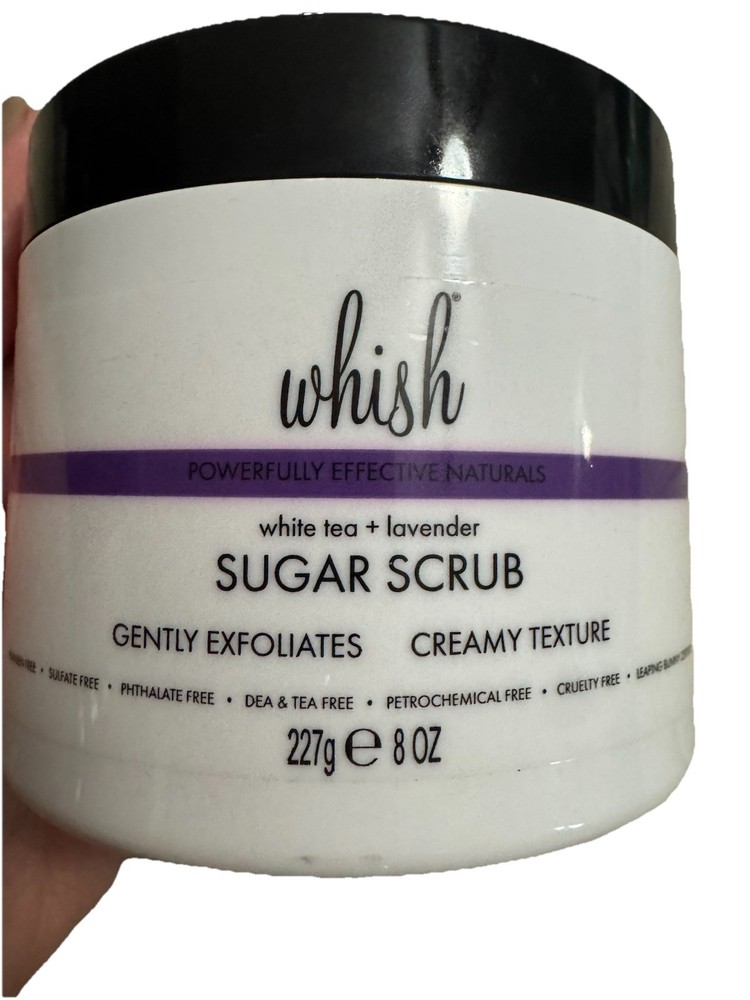 Whish White Tea & Lavender Sugar Scrub 8 Oz- Exfoliates, Moisturizes New-Sealed