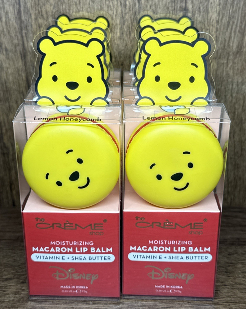 NEW (Lot of 6) The Creme Shop Winnie the Pooh Macaron Lip Balm Vitamin E & Shea