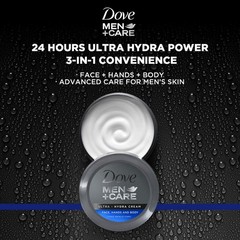 Dove Men+Care Ultra Hydra Cream, Face, Hands 0.63 Ounce (Pack of 4), Men