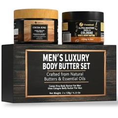Men&rsquo;s Body Butter Set of 2 – Shea & Cocoa Moisturizer, Hydrating Skin Care