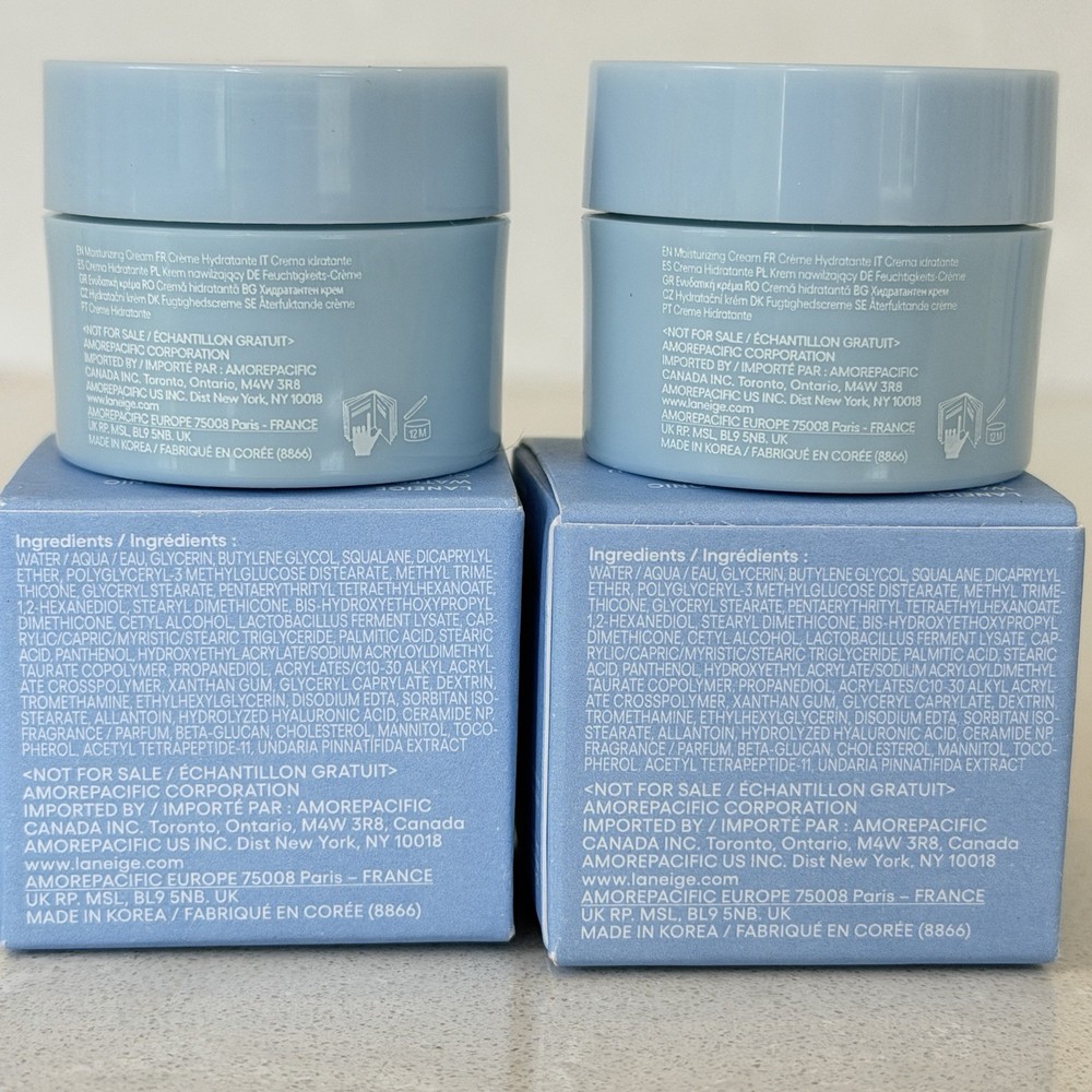 Laneige Water Bank Blue Hyaluronic Cream Moisturizer 10ml x2 Travel Size NEW