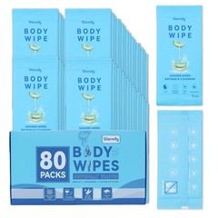 80 Pcs Large Body Wipes – Portable No Rinse Shower Wipes for Gym, Camping, Hikin