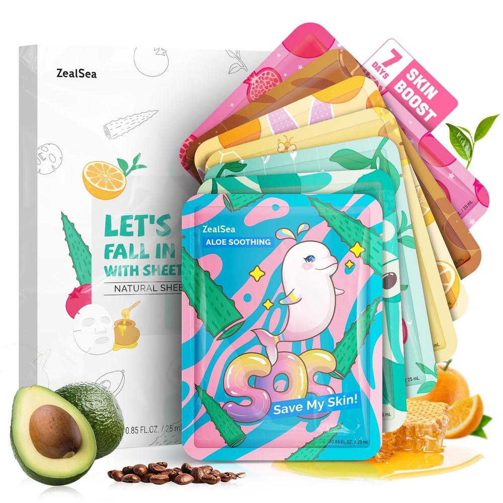 ZealSea Face Masks Skincare for Women, 7 Count (Pack of 1), Multicolor