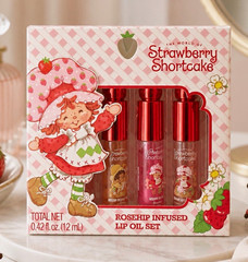 Strawberry Shortcake Rosehip Infused Lip Oil Set 3 Pc Hydrating 0.42 fl oz New