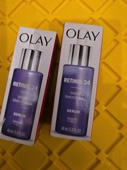 New Lot Of 2 Olay Retinol 24 Night Smoothing Serum 1.3ozx2 Hydrate Renew Skin