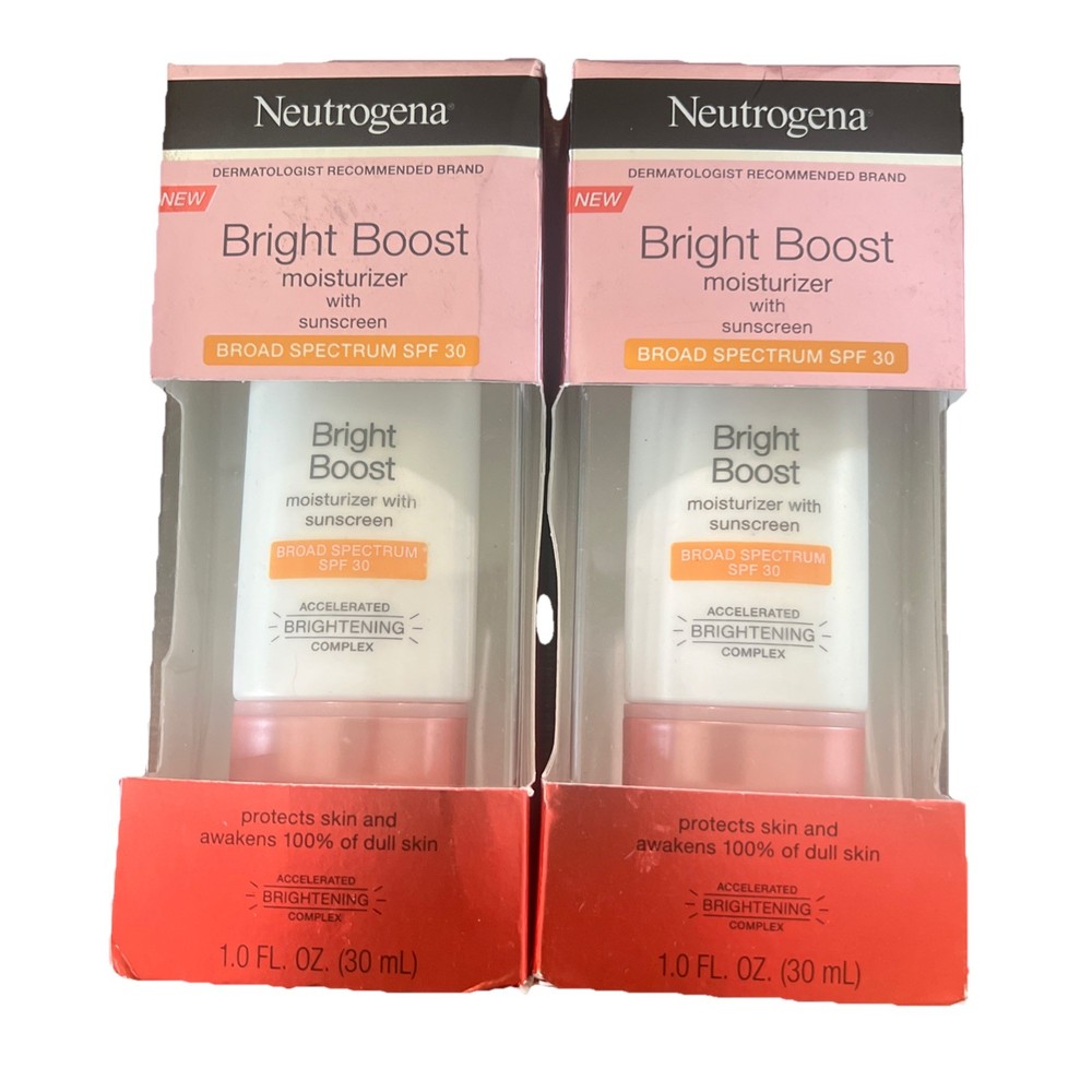 2 Neutrogena Bright Boost Moisturizer with Sunscreen SPF 30 – 1 oz Each