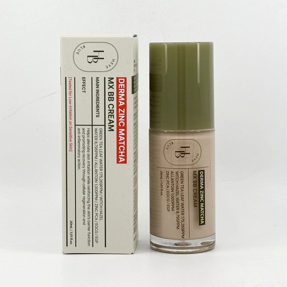 HEVEBLUE Derma Heal Zinc Green Tea Natural RX BB Cream 30mL (+ Free Gift)