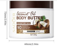 New Sadoer Coconut Oil Body Butter Prevent Dry Skin 200g