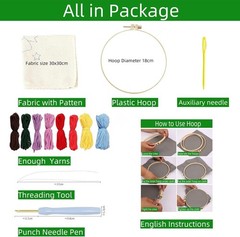 Punch Needle Kit for Beginners, Kits 8 inches, 01-Bear