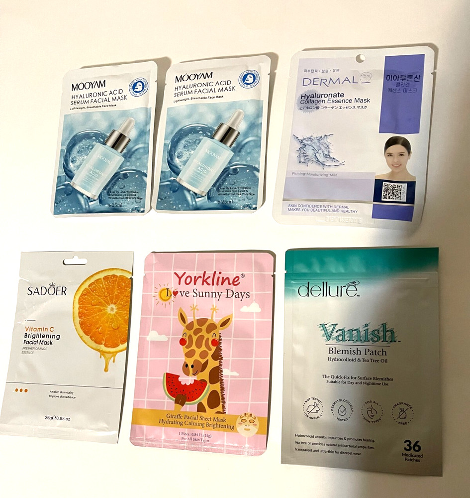 Lot of 6 Facial Skin Masks Variety of Hydrating, Brightening, & More NEW