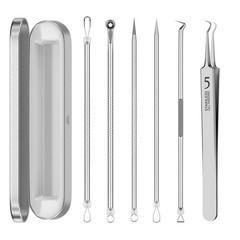 Blackhead Remover Pimple Popper Tool Kit 6 Pcs wan-6-piece, Silver