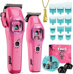 Hair Clipper Trimmer Set 13000 RPM Professional Barber Kit Pink SUPRENT Fangs