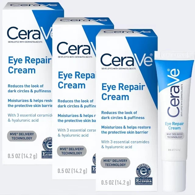 [3 PACK] CeraVe Eye Repair Cream for Dark Circles & Puffiness 0.5fl oz/14.2g