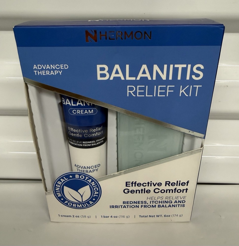 Hermon Balanitis Relief Kit Cream 2oz Antifungal Soap Bar 4oz Advanced Therapy