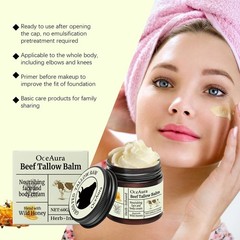 2PCS Beef Tallow for Skin – Organic Grass-Fed Whipped Beef Tallow and Honey Balm