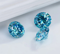 GGA Certified 1Ct Blue Natural Color Lab Grown Diamond Round Cut VVS1 Loose Gems