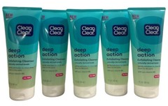 5 Pack: Clean & Clear Oil-Free Deep Action Exfoliating Facial Cleanser 7 oz