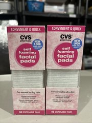 Lot of (2) CVS Self Foaming Facial Pads for Normal to Dry Skin – 40 each