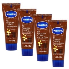 Vaseline All Purpose Cream Cocoa Glow, with Pure Cocoa Butter, 4-Pack, 1.41 FLO