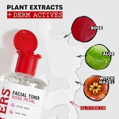 Alcohol-Free Rose Petal Witch Hazel Facial Toner for Glowing Skin, Soothing, …