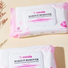 mivida Hypoallergenic Makeup Remover Wipes 50 Count (Pack of 1), Vitamin E