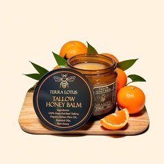 NEW! Terra Lotus ORGANIC Beef Tallow Balm Raw Honey Citrus Moisturizing Cream