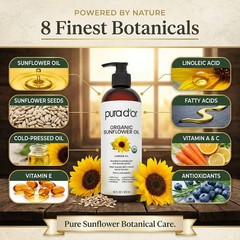 100% Pure Organic Sunflower Seed Oil 16 Oz – Cold Pressed Carrier Oil for DIY Be