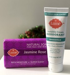 Lume Unscented Whole Body Deodorant Invisible Cream .75oz & 2 oz Soap Sealed