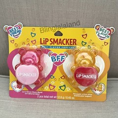 🩷Set Of 2 Lip Smacker Best Friends Forever Bear Shaped Pink Yellow BFF Lip Balm