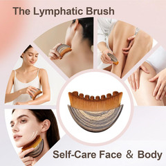 2 PCS Lymphatic Contour Face Brush, Manual Lymphatic Drainage Massager, Natural