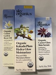 Sky Organics Skincare Set Of 3 Lash Brow Oil, Hydra Glow Moisturizer & Serum NIB