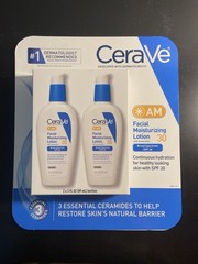 CeraVe AM Facial Moisturizing Lotion SPF 30 2 Pack 3 Oz Bottles (89 ml)