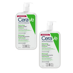 CeraVe Facial Wash Hydrating Cream-to-Foam Cleanser, 19oz Each, Large Pack Of 2