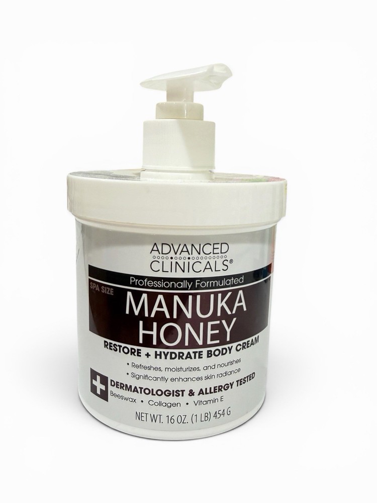 Advanced Clinicals Manuka Honey Hydrating Body Cream Moisturizer 16 oz Spa Size