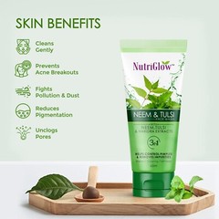 NutriGlow Neem & Tulsi Face Wash For Helps Control Pimples 65ml,