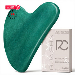 Rena Chris Gua Sha Facial Tools: Jade Stone Guasha 1 Count (Pack of 1), Green