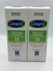 2 PACK Cetaphil Daily Facial Moisturizer SPF15 Dry to Normal Skin 4oz EXP 03/27